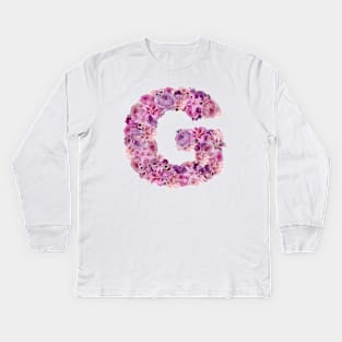 Pink Floral Letter G Kids Long Sleeve T-Shirt